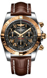 Breitling,Breitling - Chronomat 41 Steel and Gold Polished Bezel - Croco Strap - Watch Brands Direct