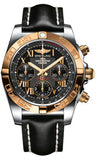 Breitling,Breitling - Chronomat 41 Steel and Gold Polished Bezel - Leather Strap - Watch Brands Direct