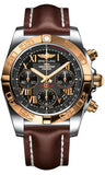 Breitling,Breitling - Chronomat 41 Steel and Gold Polished Bezel - Leather Strap - Watch Brands Direct