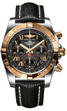 Breitling,Breitling - Chronomat 41 Steel and Gold Polished Bezel - Sahara Leather Strap - Watch Brands Direct