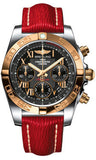 Breitling,Breitling - Chronomat 41 Steel and Gold Polished Bezel - Sahara Leather Strap - Watch Brands Direct
