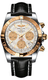 Breitling,Breitling - Chronomat 41 Steel and Gold Polished Bezel - Croco Strap - Watch Brands Direct