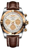 Breitling,Breitling - Chronomat 41 Steel and Gold Polished Bezel - Croco Strap - Watch Brands Direct