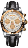 Breitling,Breitling - Chronomat 41 Steel and Gold Polished Bezel - Lizard Strap - Watch Brands Direct