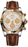 Breitling,Breitling - Chronomat 41 Steel and Gold Polished Bezel - Lizard Strap - Watch Brands Direct