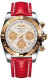 Breitling,Breitling - Chronomat 41 Steel and Gold Polished Bezel - Lizard Strap - Watch Brands Direct