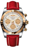 Breitling,Breitling - Chronomat 41 Steel and Gold Polished Bezel - Sahara Leather Strap - Watch Brands Direct