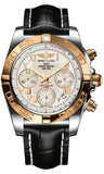 Breitling,Breitling - Chronomat 41 Steel and Gold Polished Bezel - Croco Strap - Watch Brands Direct
