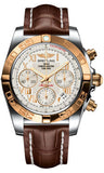 Breitling,Breitling - Chronomat 41 Steel and Gold Polished Bezel - Croco Strap - Watch Brands Direct