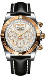 Breitling,Breitling - Chronomat 41 Steel and Gold Polished Bezel - Leather Strap - Watch Brands Direct