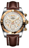 Breitling,Breitling - Chronomat 41 Steel and Gold Polished Bezel - Leather Strap - Watch Brands Direct