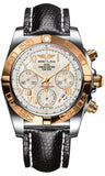 Breitling,Breitling - Chronomat 41 Steel and Gold Polished Bezel - Lizard Strap - Watch Brands Direct