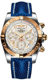 Breitling,Breitling - Chronomat 41 Steel and Gold Polished Bezel - Lizard Strap - Watch Brands Direct