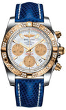 Breitling,Breitling - Chronomat 41 Steel and Gold Diamond Bezel - Lizard Strap - Watch Brands Direct