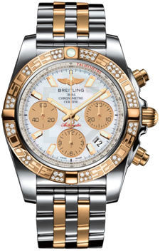 Breitling,Breitling - Chronomat 41 Steel and Gold Diamond Bezel - Steel and Gold Pilot Bracelet - Watch Brands Direct