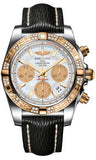 Breitling,Breitling - Chronomat 41 Steel and Gold Diamond Bezel - Sahara Leather Strap - Watch Brands Direct