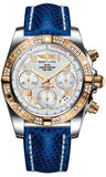 Breitling,Breitling - Chronomat 41 Steel and Gold Diamond Bezel - Lizard Strap - Watch Brands Direct