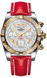 Breitling,Breitling - Chronomat 41 Steel and Gold Diamond Bezel - Lizard Strap - Watch Brands Direct