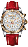 Breitling,Breitling - Chronomat 41 Steel and Gold Diamond Bezel - Sahara Leather Strap - Watch Brands Direct