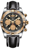 Breitling,Breitling - Chronomat 41 Steel and Gold Diamond Bezel - Lizard Strap - Watch Brands Direct