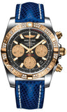 Breitling,Breitling - Chronomat 41 Steel and Gold Diamond Bezel - Lizard Strap - Watch Brands Direct
