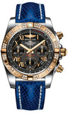 Breitling,Breitling - Chronomat 41 Steel and Gold Diamond Bezel - Lizard Strap - Watch Brands Direct