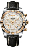 Breitling,Breitling - Chronomat 41 Steel and Gold Diamond Bezel - Sahara Leather Strap - Watch Brands Direct
