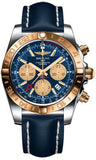Breitling,Breitling - Chronomat 44 GMT Steel and Gold on Leather - Watch Brands Direct