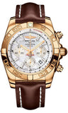 Breitling,Breitling - Chronomat 44 Rose Gold Polished Bezel - Leather Strap - Watch Brands Direct