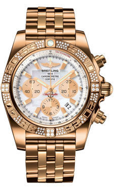 Breitling,Breitling - Chronomat 44 Rose Gold Diamond Bezel - Pilot Bracelet - Watch Brands Direct