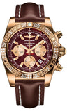 Breitling,Breitling - Chronomat 44 Rose Gold Diamond Bezel - Leather Strap - Watch Brands Direct