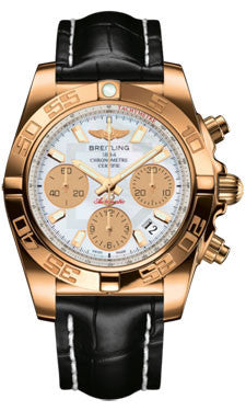 Breitling,Breitling - Chronomat 41 Rose Gold Polished Bezel - Croco Strap - Watch Brands Direct