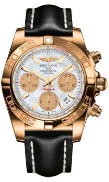 Breitling,Breitling - Chronomat 41 Rose Gold Polished Bezel - Leather Strap - Watch Brands Direct