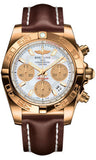 Breitling,Breitling - Chronomat 41 Rose Gold Polished Bezel - Leather Strap - Watch Brands Direct
