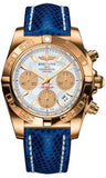Breitling,Breitling - Chronomat 41 Rose Gold Polished Bezel - Lizard Strap - Watch Brands Direct