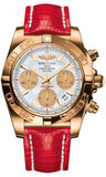 Breitling,Breitling - Chronomat 41 Rose Gold Polished Bezel - Lizard Strap - Watch Brands Direct