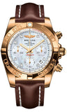 Breitling,Breitling - Chronomat 41 Rose Gold Polished Bezel - Leather Strap - Watch Brands Direct