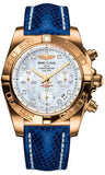 Breitling,Breitling - Chronomat 41 Rose Gold Polished Bezel - Lizard Strap - Watch Brands Direct
