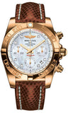 Breitling,Breitling - Chronomat 41 Rose Gold Polished Bezel - Lizard Strap - Watch Brands Direct
