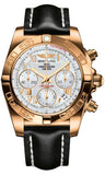 Breitling,Breitling - Chronomat 41 Rose Gold Polished Bezel - Leather Strap - Watch Brands Direct