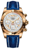 Breitling,Breitling - Chronomat 41 Rose Gold Polished Bezel - Lizard Strap - Watch Brands Direct