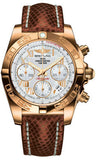 Breitling,Breitling - Chronomat 41 Rose Gold Polished Bezel - Lizard Strap - Watch Brands Direct