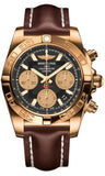 Breitling,Breitling - Chronomat 41 Rose Gold Polished Bezel - Leather Strap - Watch Brands Direct