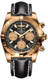 Breitling,Breitling - Chronomat 41 Rose Gold Polished Bezel - Lizard Strap - Watch Brands Direct