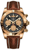 Breitling,Breitling - Chronomat 41 Rose Gold Polished Bezel - Lizard Strap - Watch Brands Direct