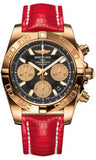 Breitling,Breitling - Chronomat 41 Rose Gold Polished Bezel - Lizard Strap - Watch Brands Direct