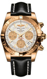 Breitling,Breitling - Chronomat 41 Rose Gold Polished Bezel - Leather Strap - Watch Brands Direct