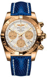 Breitling,Breitling - Chronomat 41 Rose Gold Polished Bezel - Lizard Strap - Watch Brands Direct