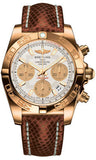 Breitling,Breitling - Chronomat 41 Rose Gold Polished Bezel - Lizard Strap - Watch Brands Direct