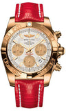Breitling,Breitling - Chronomat 41 Rose Gold Polished Bezel - Lizard Strap - Watch Brands Direct